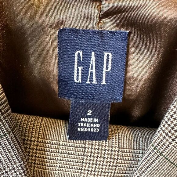 EUC GAP Women’s Business Lined 2 Button Blazer & Dress Pants Brown Plaid- Size 2 - Picture 4 of 12